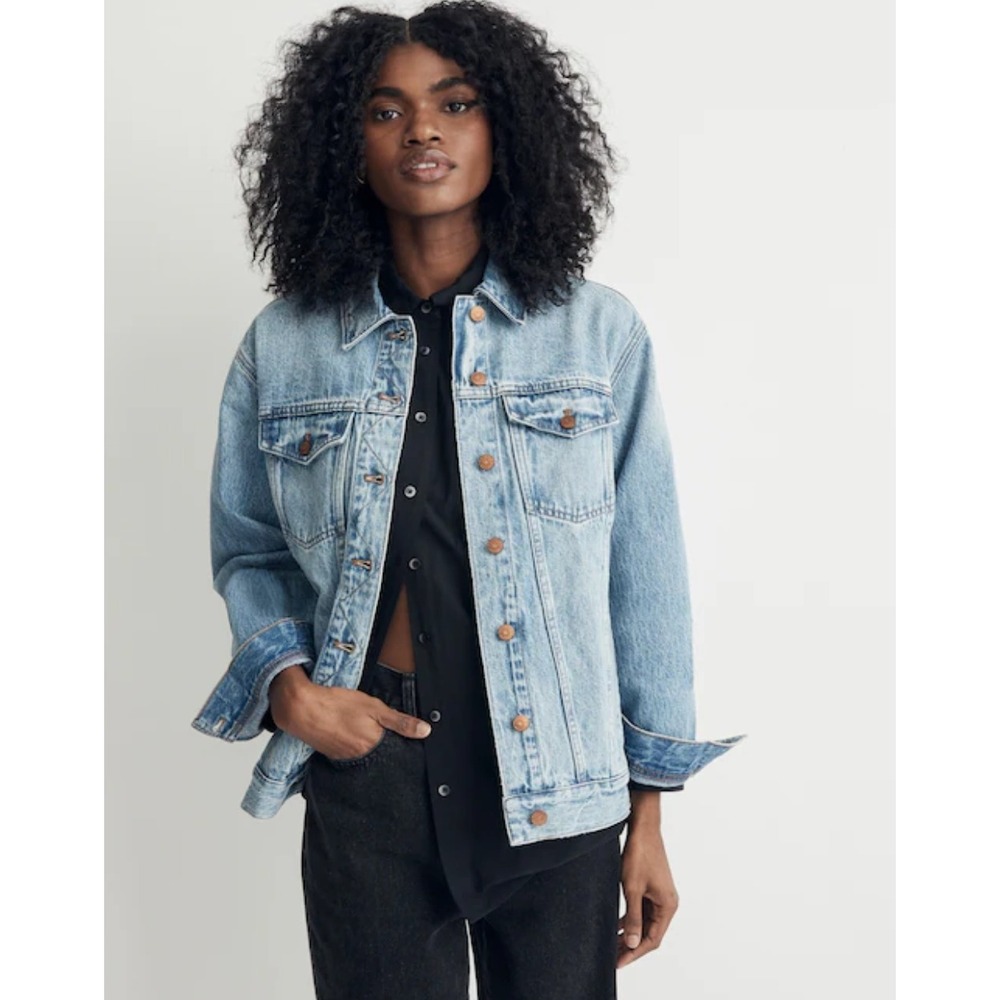 Madewell Oversized Trucker Jean Jacket Kelson Wash Boyfriend Fit 90s Style